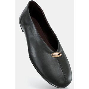 ZARA LEATHER BALLET FLATS WITH APPLIQUÉ